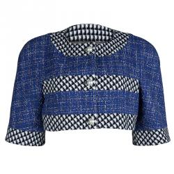 Pre Owned Chanel  Multicolor Tweed Pearl Button Detail Textured Cropped Jacket M