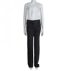 Chanel Grey Denim High Waist Wide Leg Jeans M