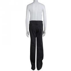 Chanel Grey Denim High Waist Wide Leg Jeans M
