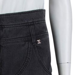 Chanel Grey Denim High Waist Wide Leg Jeans M
