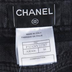 Chanel Grey Denim High Waist Wide Leg Jeans M