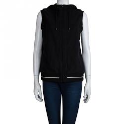 Pre Owned Chanel Black Terry Sleeveless Hooded Vest L