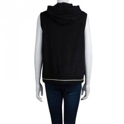Pre Owned Chanel Black Terry Sleeveless Hooded Vest L