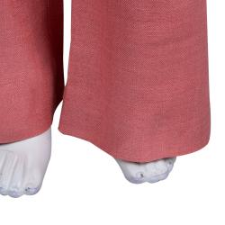 Pre Owned Chanel Pink Textured Silk Wide Leg Trousers L