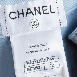 Chanel Indigo Light Wash Denim Embroidered Jeans L