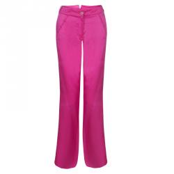 Pre Owned Chanel Pink Silk Trousers M