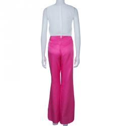 Pre Owned Chanel Pink Silk Trousers M