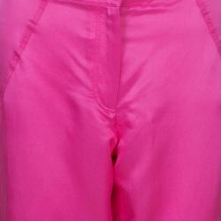 Pre Owned Chanel Pink Silk Trousers M