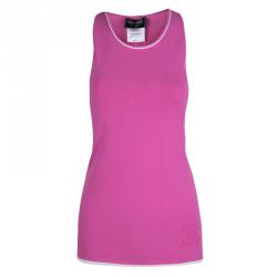 Pre Owned Chanel Pink Knit Racer Back Top M
