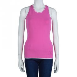 Pre Owned Chanel Pink Knit Racer Back Top M