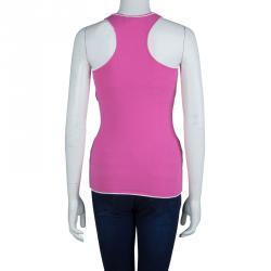 Pre Owned Chanel Pink Knit Racer Back Top M