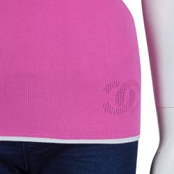 Pre Owned Chanel Pink Knit Racer Back Top M