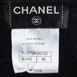 Chanel Black Chenille Embroidered Zip Front Cashmere Cardigan M