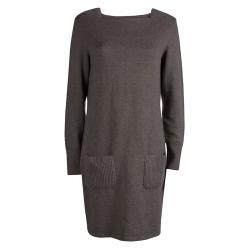 مملوكة مسبقًا Chanel Brown Lurex Knit Long Sleeve Sweater Dress M