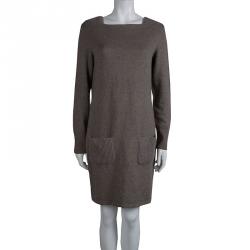 مملوكة مسبقًا Chanel Brown Lurex Knit Long Sleeve Sweater Dress M
