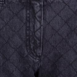 Pre Owned Chanel Dark Grey Stone-Washed Denim Topstitch Detail Jeans M