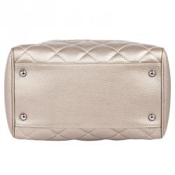 Pre Owned Chanel Metallic Quilted Caviar Tassel Top Handle Bag