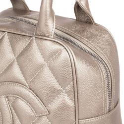 Pre Owned Chanel Metallic Quilted Caviar Tassel Top Handle Bag