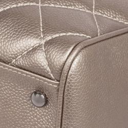 Pre Owned Chanel Metallic Quilted Caviar Tassel Top Handle Bag