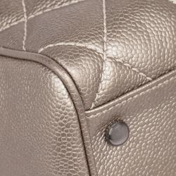 Pre Owned Chanel Metallic Quilted Caviar Tassel Top Handle Bag
