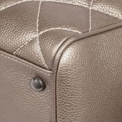 Pre Owned Chanel Metallic Quilted Caviar Tassel Top Handle Bag