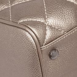 Pre Owned Chanel Metallic Quilted Caviar Tassel Top Handle Bag