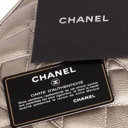 Pre Owned Chanel Metallic Quilted Caviar Tassel Top Handle Bag