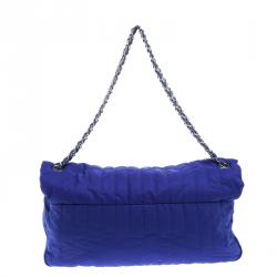 مملوكة مسبقًا Chanel Blue Quilted Nylon Large Flap Shoulder Bag