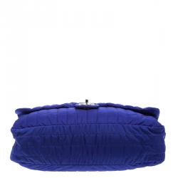مملوكة مسبقًا Chanel Blue Quilted Nylon Large Flap Shoulder Bag