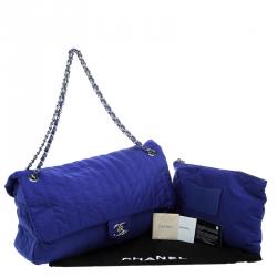 مملوكة مسبقًا Chanel Blue Quilted Nylon Large Flap Shoulder Bag