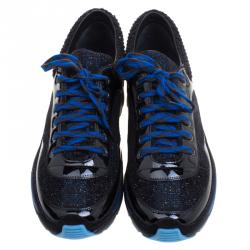 Pre Owned حذاء رياضي شانيل رانواي سويدي وتويد اسود ميتاليك مقاس 41