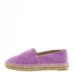 Pre Owned Chanel Purple Suede CC Espadrilles Size 39