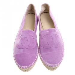 Pre Owned Chanel Purple Suede CC Espadrilles Size 39
