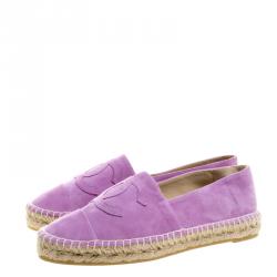 Pre Owned Chanel Purple Suede CC Espadrilles Size 39