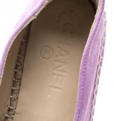 Pre Owned Chanel Purple Suede CC Espadrilles Size 39