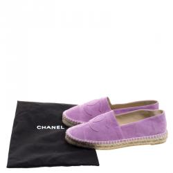Pre Owned Chanel Purple Suede CC Espadrilles Size 39