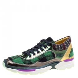 Chanel Multicolor Tweed and Leather Sneakers Size 40.5 Chanel