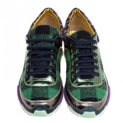 مملوكة مسبقًا Chanel Multicolor Tweed and Leather Sneakers Size 40.5