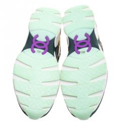 مملوكة مسبقًا Chanel Multicolor Tweed and Leather Sneakers Size 40.5