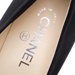 Pre Owned Chanel Black Canvas Camellia Embellished Pumps Size 40