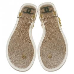 Pre Owned Chanel Yellow Jelly Camellia Flower Sandals Size 39