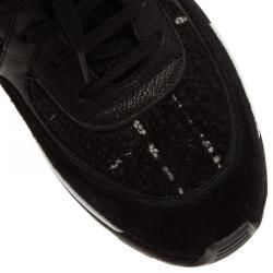 Pre Owned Chanel Black Tweed and Leather Sneakers Size 39.5