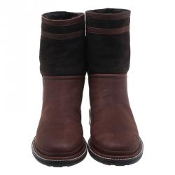 Chanel Brown Fur and Leather Midcalf Winter Boots Size 39