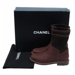 Chanel Brown Fur and Leather Midcalf Winter Boots Size 39