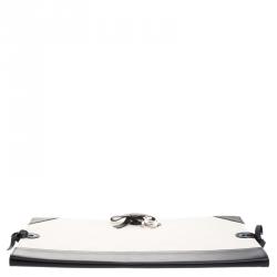 مملوكة مسبقًا Chanel Off White/Black Quilted Leather Small Drawing Portfolio Bag