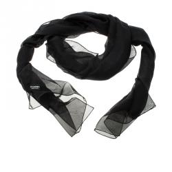 Pre Owned وشاح شانيل CC حرير أسود وكشمير