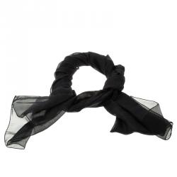 Pre Owned وشاح شانيل CC حرير أسود وكشمير