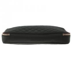 Pre Owned Chanel Black Quilted Nylon Laptop Case 15