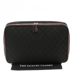 Pre Owned Chanel Black Quilted Nylon Laptop Case 15
