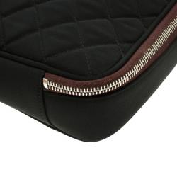 Pre Owned Chanel Black Quilted Nylon Laptop Case 15